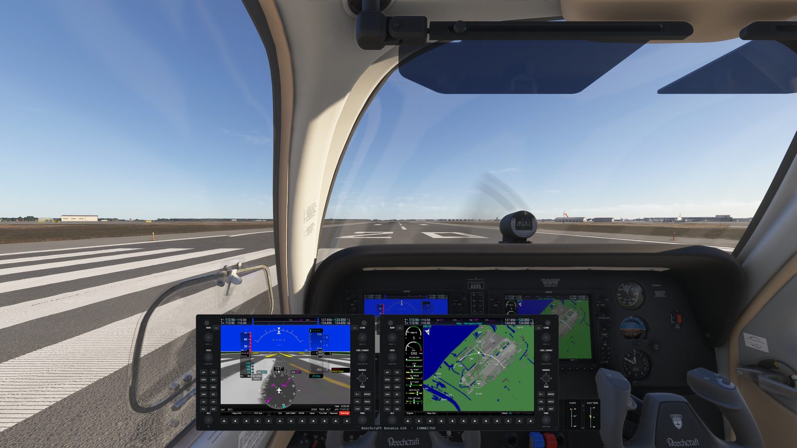 Dual Garmin G1000 displays in the Beechcraft G36 Bonanza