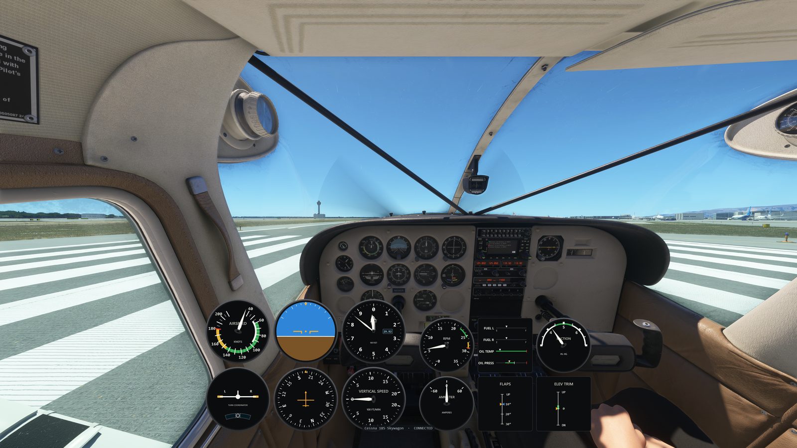 PanelSight overlay over the Cessna 185F Skywagon in MSFS 2024