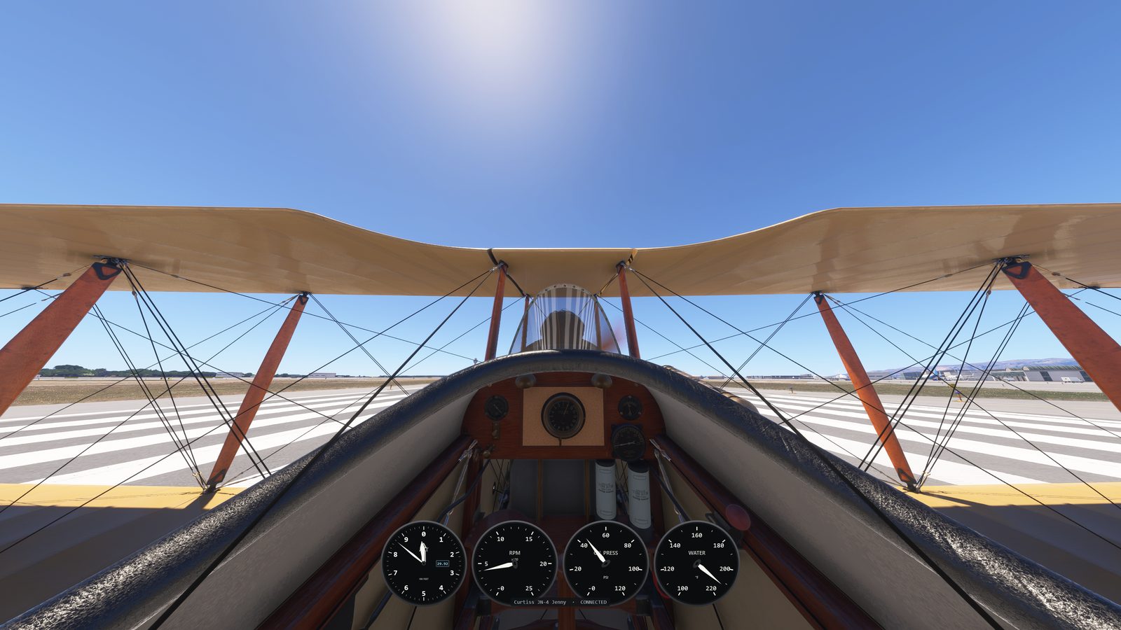 PanelSight overlay over the Curtiss JN-4 Jenny in MSFS 2024