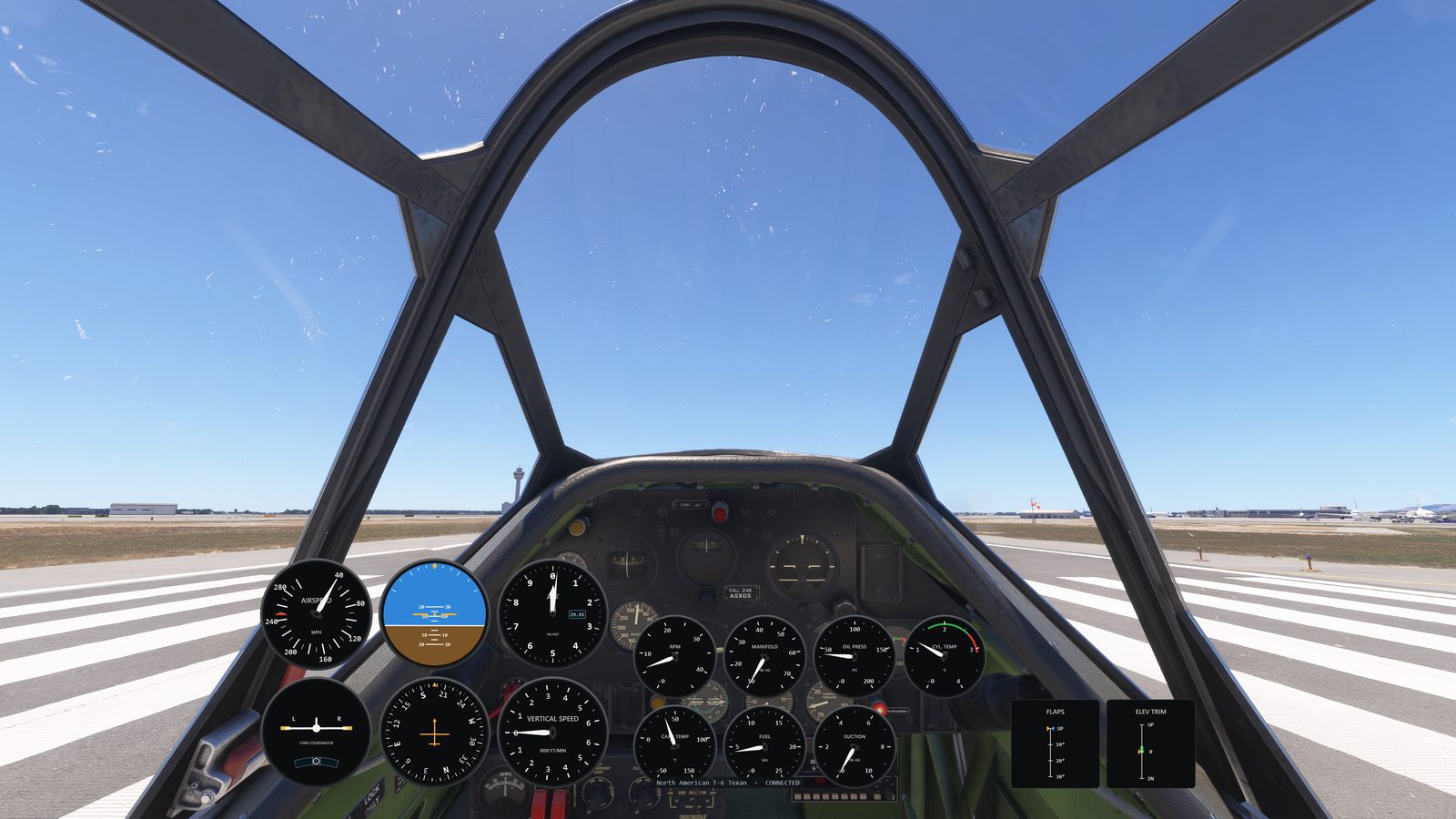 PanelSight overlay over the North American T-6 Texan in MSFS 2024