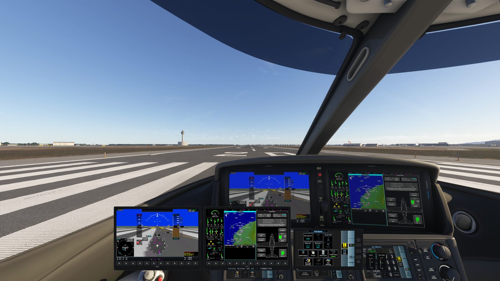 Triple G3000 glass displays in the Cirrus Vision Jet
