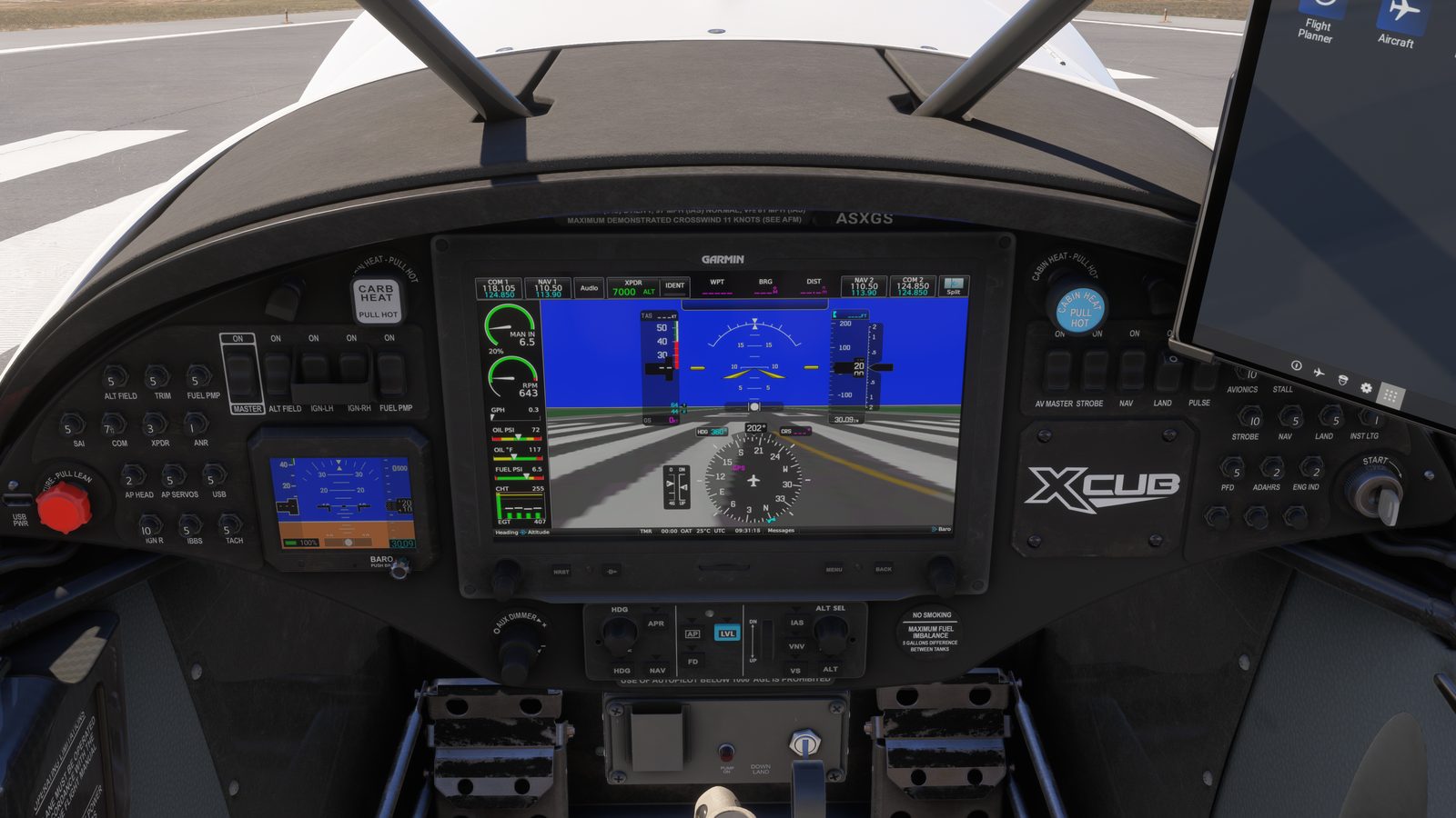 Large Garmin G3X Touch display mounted in the CubCrafters XCub
